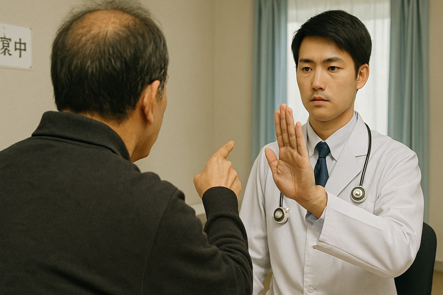 診療拒否を明記した院内ポスターのクローズアップ