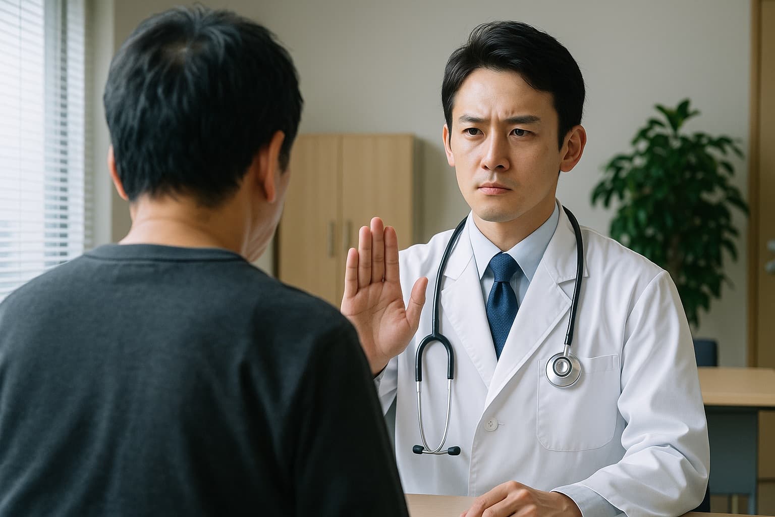 歯科医院のスタッフがハラスメント対応マニュアルを囲んで研修を行っている様子