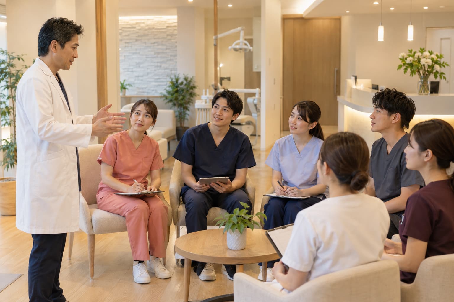 スタッフへ制度を説明するイメージ