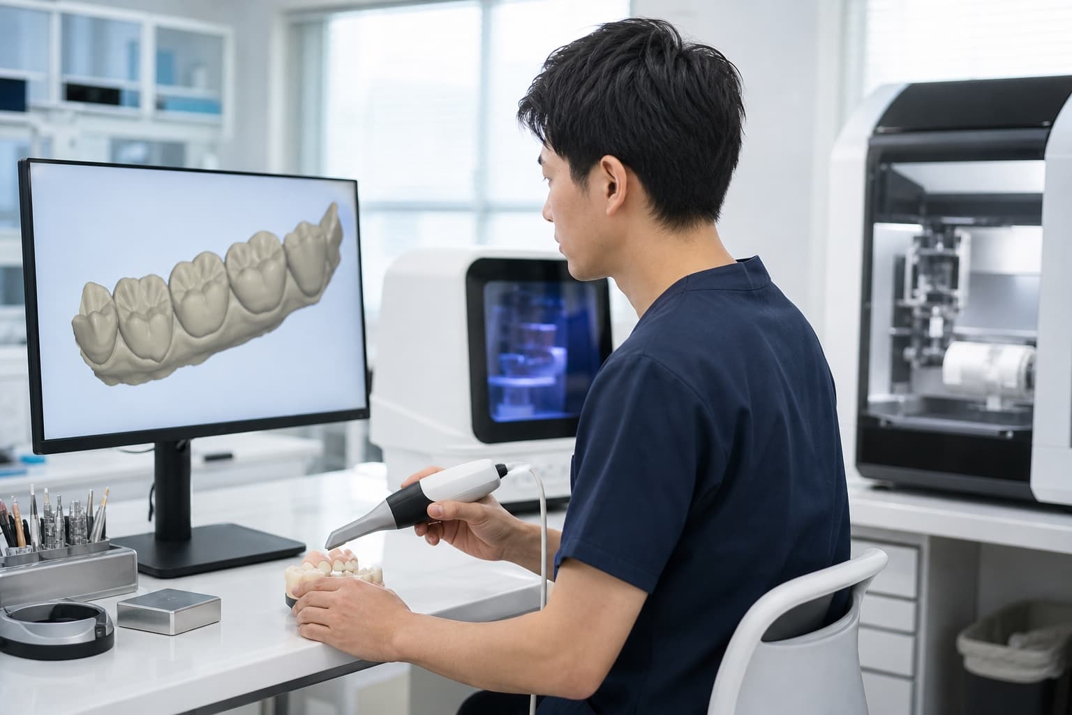口腔内スキャナーとCAD/CAMによるデジタル技工のイメージ