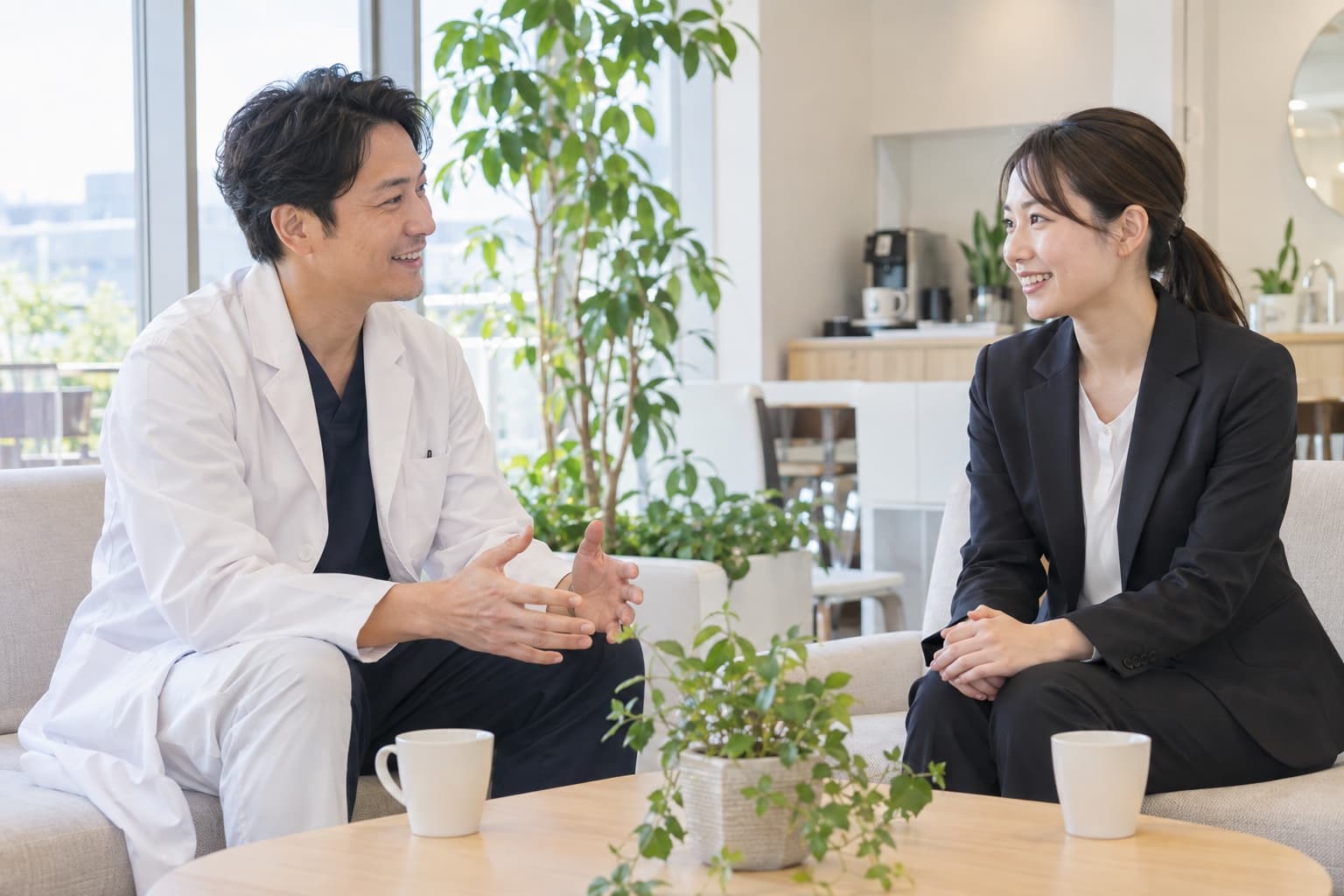 院長に質問する歯科医師のイメージ