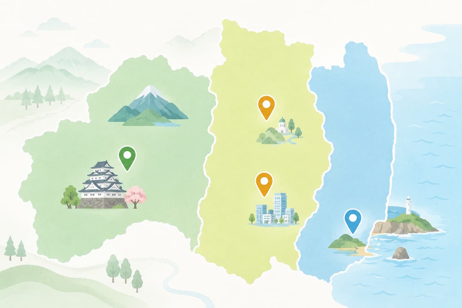 福島県の主要エリアの地図
